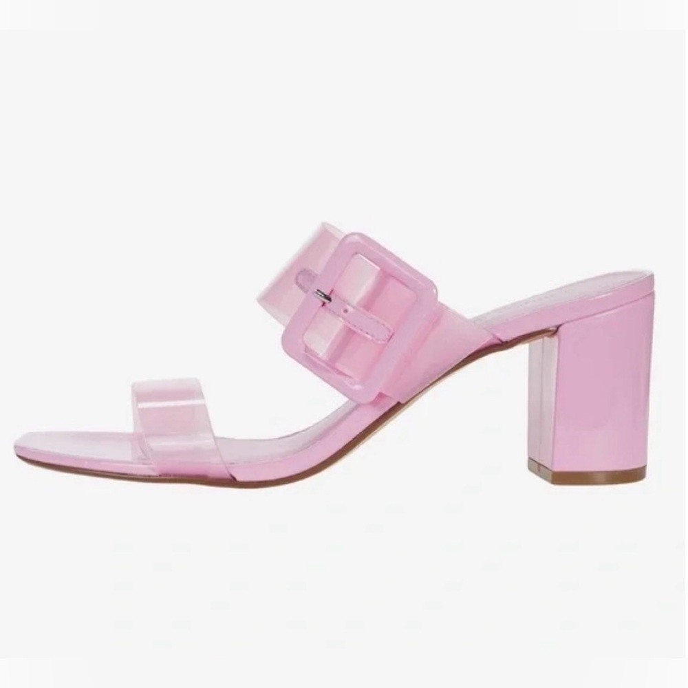 New Chinese Laundry Yippy Block Heel Sandals in Pink Vinyl